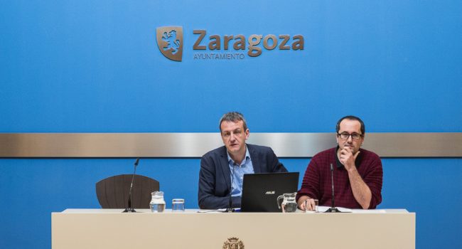 Rivarés y Cubero durante la rueda de prensa. Foto: Pablo Ibáñez (AraInfo)