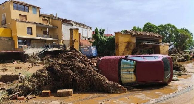 Afecciones en las calles tras la fuerte tormenta | Foto: Ayuntamiento de Azuara