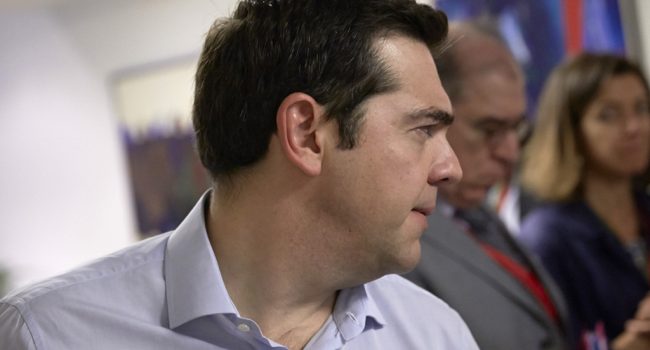 Tsipras durante la reunión con el Eurogrupo. Foto: European Council ©