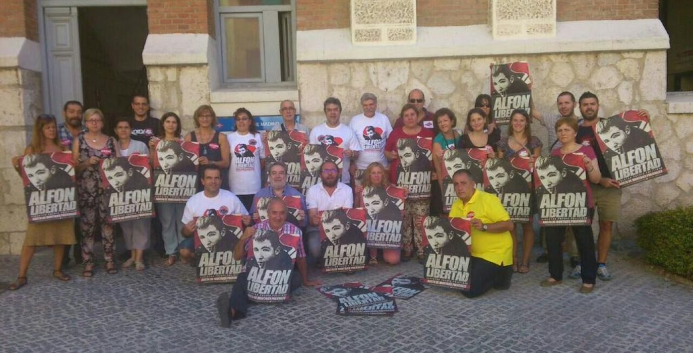 Una de las muchas muestras de apoyo a Alfon que será juzgado el 18 de septiembre. Foto: @SoliObrera