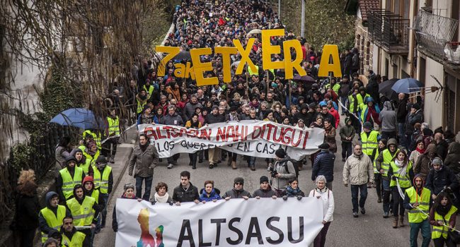 Imagen de una de las muchas movilizaciones realizadas por la libertad de los jóvenes condenados. Foto: @Altsasugurasoak