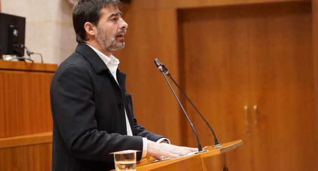 Álvaro Sanz, durante su intervención en las Cortes | Foto: Cortes de Aragón