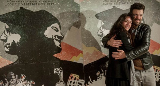 Amaia y Aitor Merino durante la presentación de 'Asier eta biok'. Foto Fernando Sánchez (La Marea)