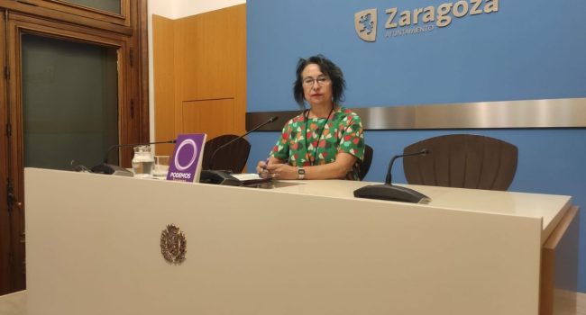 Amparo Bella, durante una rueda de prensa. Foto: Podemos
