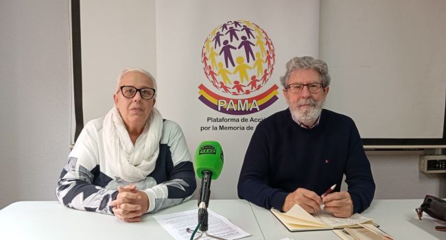 Anabel Lapuente y Adolfo Barrena en la presentación de los actos de la II Semana de Memoria Democrática de Aragón | Foto: @pamamemoria