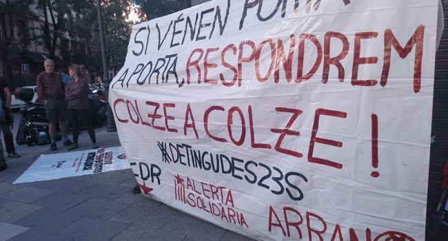 Pancarta de Arran en apoyo a los detenidos. Foto: @Arran_jovent