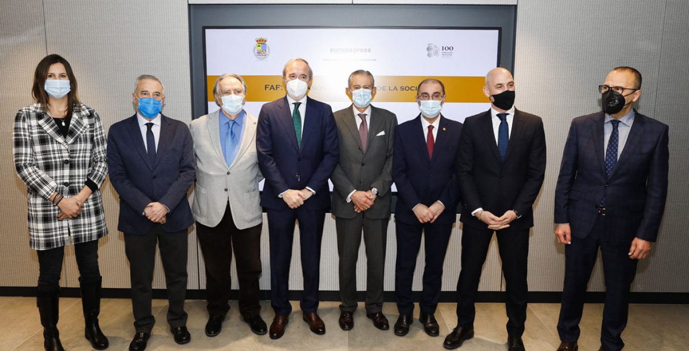 Azcón y Lambán en el acto en Madrid por el centenario del FAF. Foto: DGA