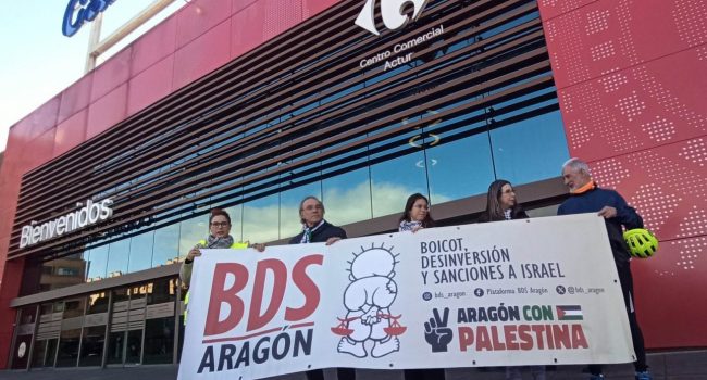 Acción informativa del BDS Aragón en Carrefour Zaragoza | Foto: @bds_aragon