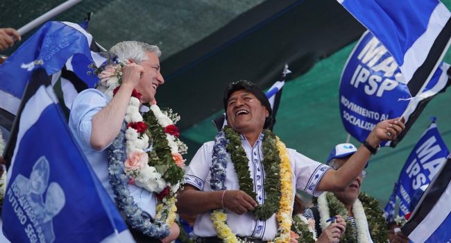 Morales durante un acto de campaña. Foto: MAS
