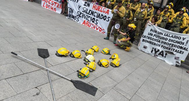 Concentración de la BRIF Daroca en Zaragoza durante la pasada huelga de tres días. Foto: Pablo Ibáñez (AraInfo)