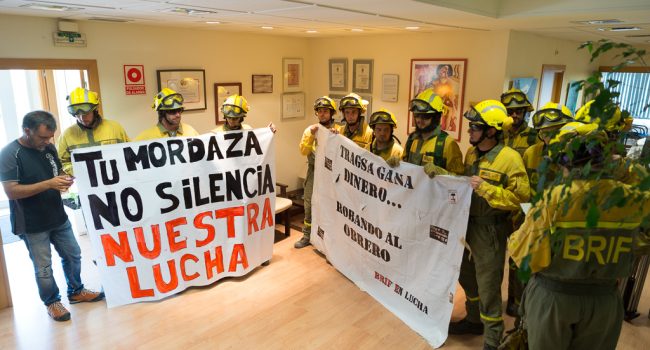 Encierro de la BRIF en la base de Daroca, en julio de 2015. Foto: Pablo Ibáñez (AraInfo).