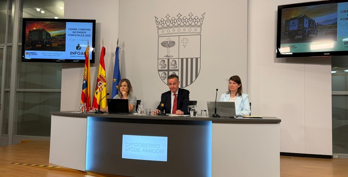Rueda de prensa de presentación del balance de la campaña de incendios en Aragón durante el verano de 2026 | Foto: DGA / Fabián Simón