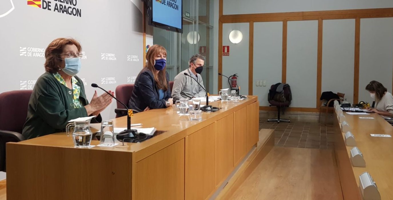 Broto, Repollés y Falo durante la comparecencia de este jueves. Foto: DGA