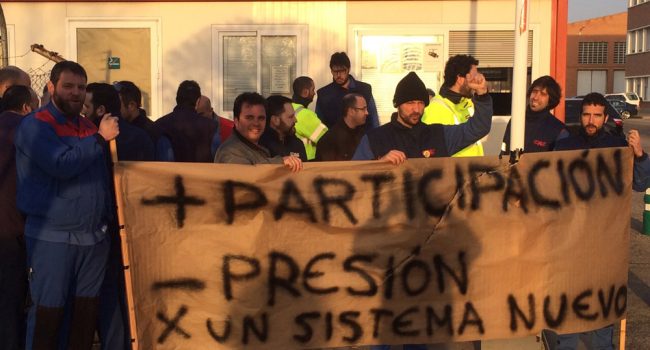 Protestas de la plantilla de la CAF en Zaragoza.