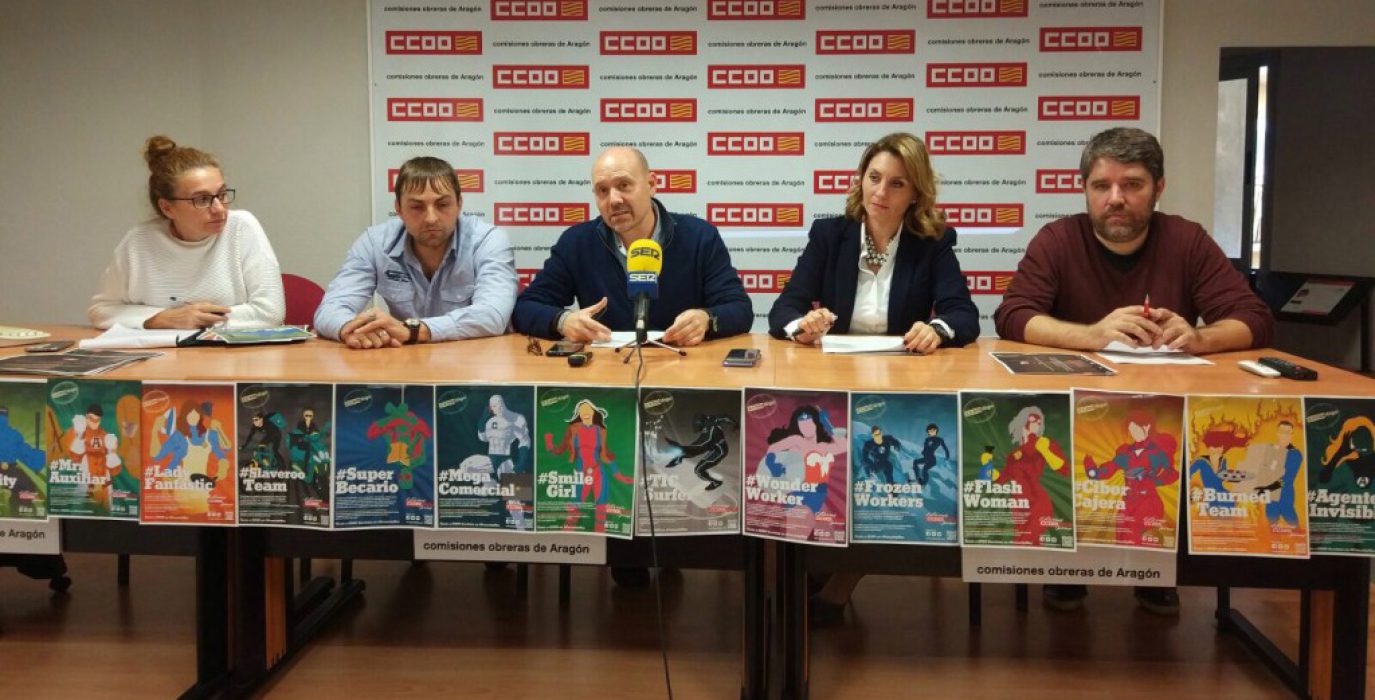 Representantes de la las Federaciones de Servicios y Construcción del sindicato. Foto: CCOO Aragón