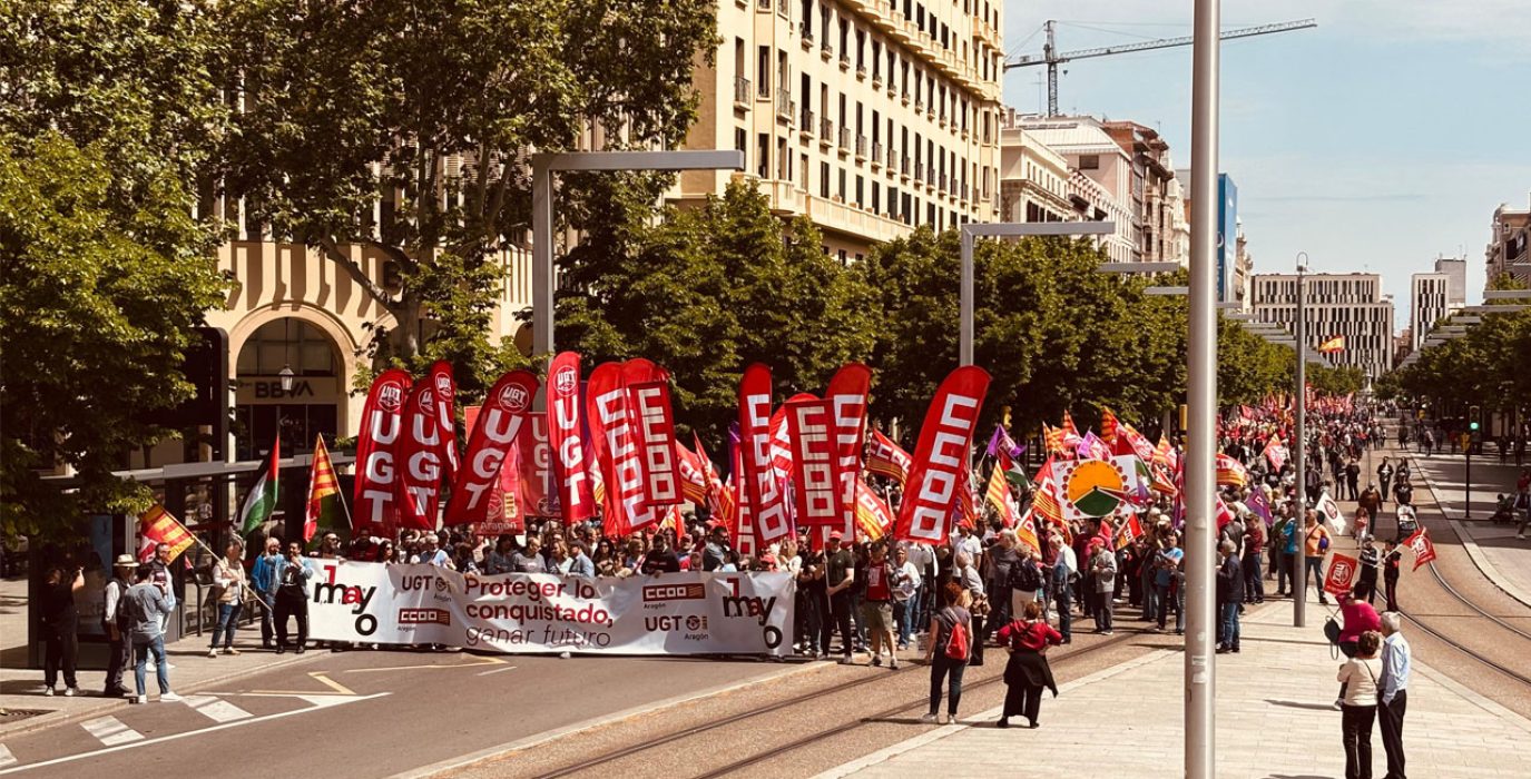 Manifestación del Primero de Mayo de CCOO y UGT en Zaragoza | Foto: CCOO