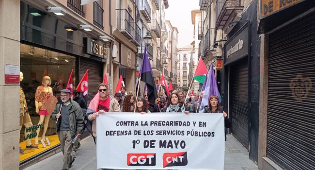 Manifestación conjunta de CGT y CNT en Teruel | Foto: CNT Teruel