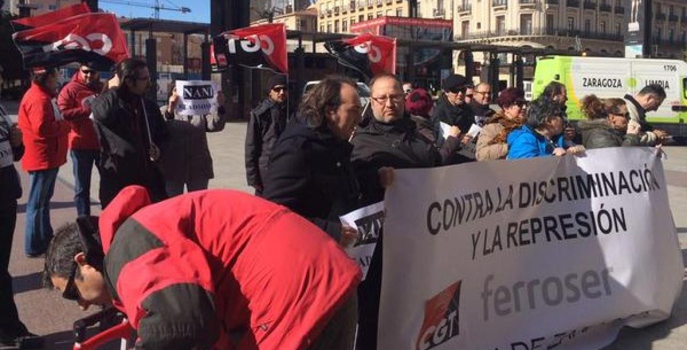 Imagen de archivo de una protesta de CGT contra Ferroser. Foto: CGT Aragón