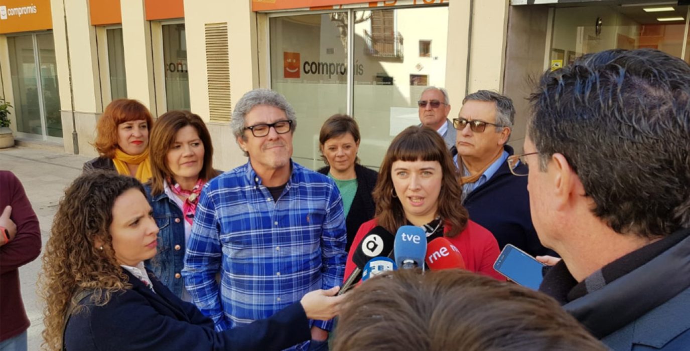 Representantes de CHA participaron este viernes en la reunión en la sede de Compromís en València.