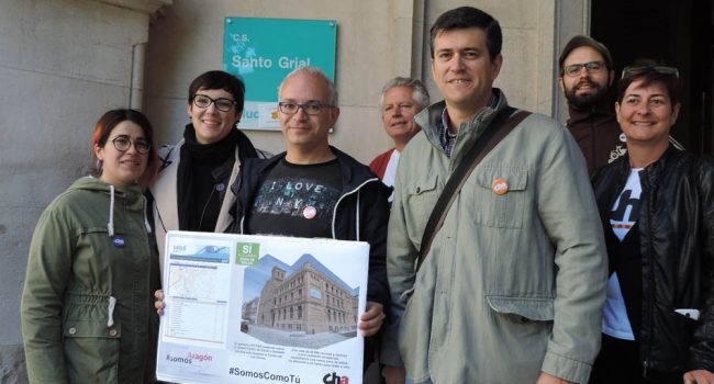 David Félez, Joaquín Palacín y otros miembros de CHA en el "Santo Grial".