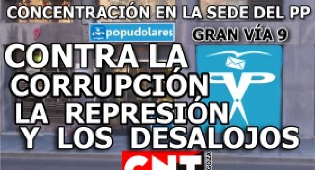 Cartel de la concentración de CNT de este sábado en Zaragoza.