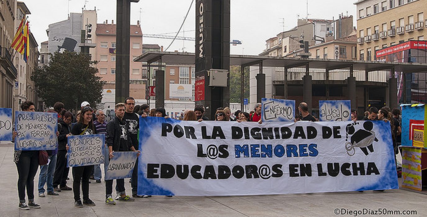 La plantilla del COA mantiene la huelga desde el 1 de noviembre. Foto: Diego Díaz (AraInfo)