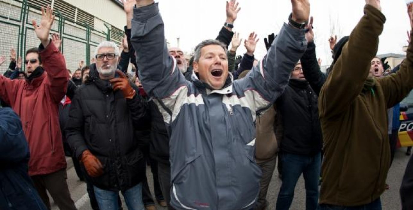 Protestas de la plantilla de Coca Cola en la planta de Fuenlabrada. Foto: Juan Zarza (Diagonal)