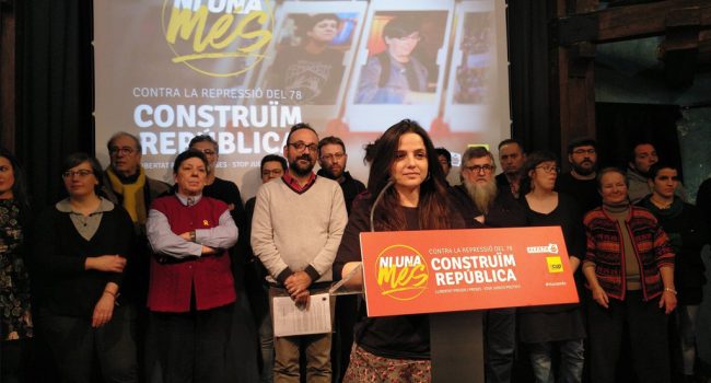 La diputada de la CUP, Maria Sirvent, durante la comparencia. Foto: @cupnacional