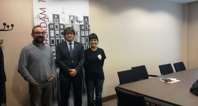 Salellas, Puigdemont i Gabriel a Brussel·les. Foto: CUP