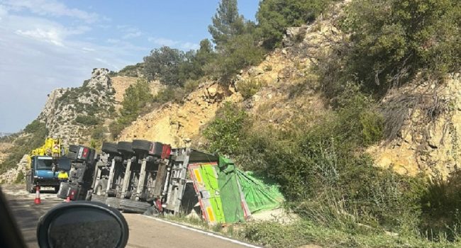 El accidente de un camión minero corta el acceso a Seno durante horas