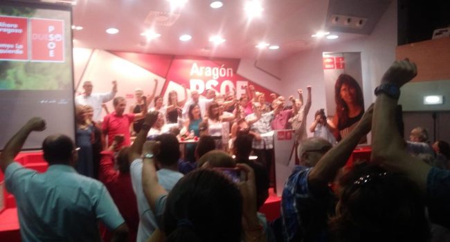 Acto de campaña de Carmen Dueso para las primarias del PSOE al Ayuntamiento de Zaragoza.