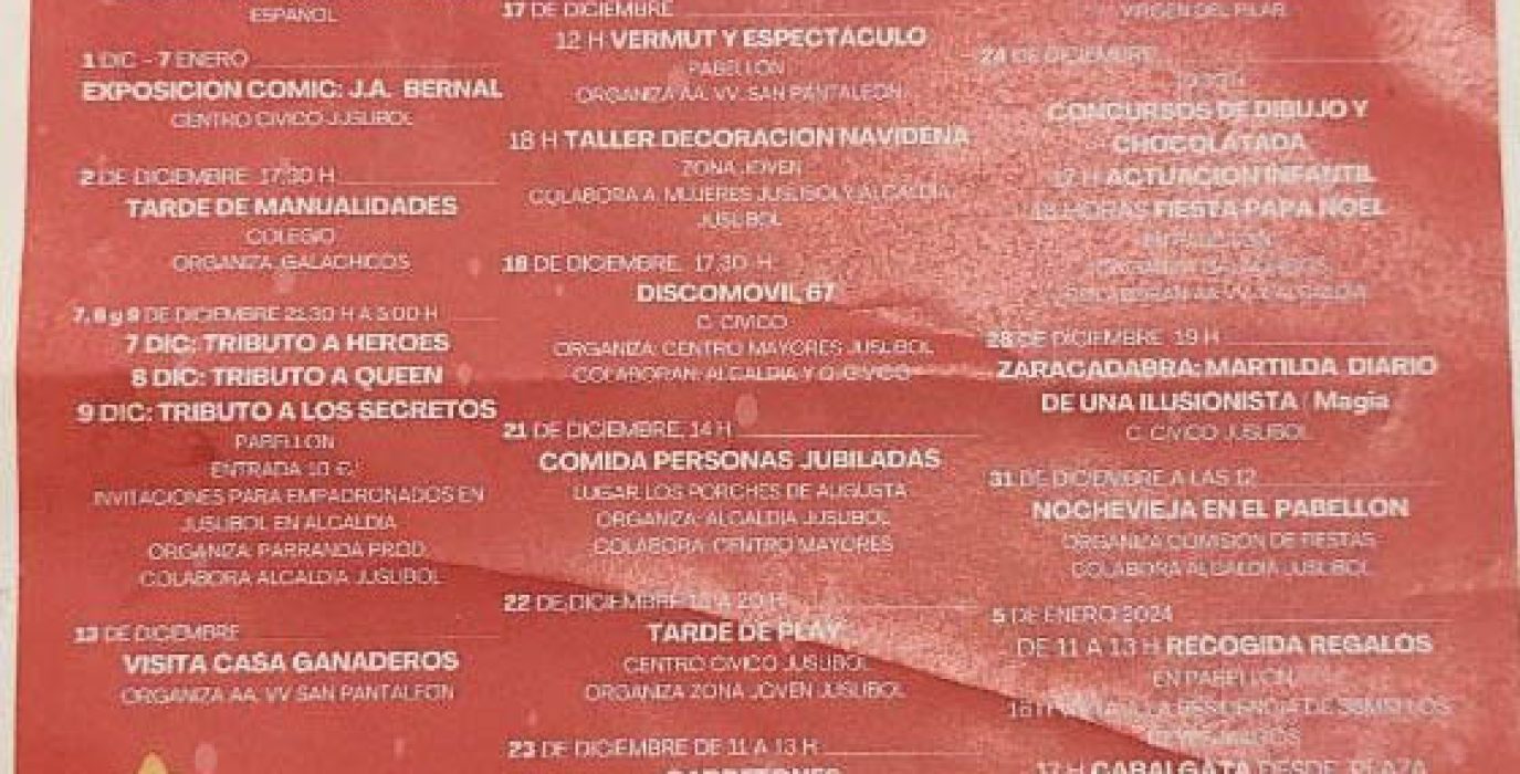 Programación navideña en Juslibol, incluyendo los actos taurinos.