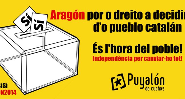 Cartel de Puyalón en apoyo al Pueblo catalán.