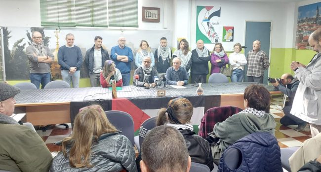 Rueda de prensa celebrada este martes en la sede de Casa Palestina Aragón.
