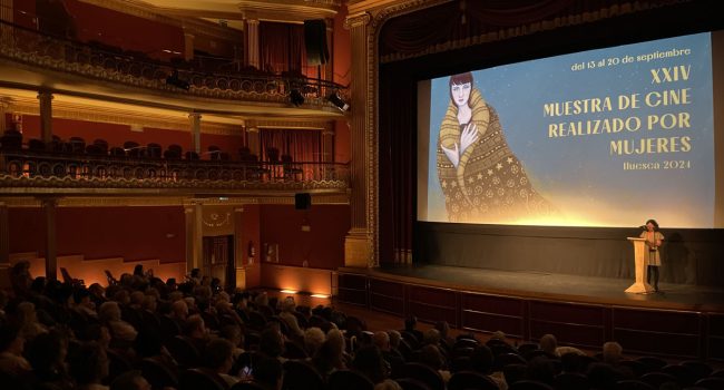 Laura Sipán en la clausura de la Muestra de Cine de Mujeres de Uesca | Foto: @CineMujeresHues