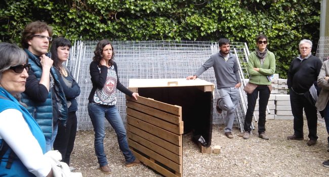 Imagen de la actividad realizada el sábado en Uesca en torno al compostaje comunitario.
