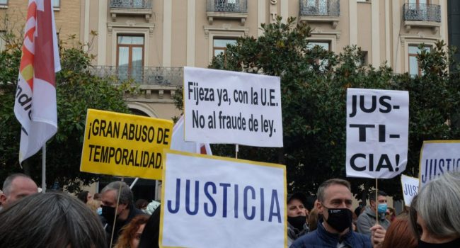 Concentración en Zaragoza durante la huelga de este jueves. Foto: STEPA