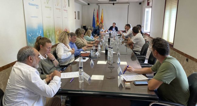 Los dos actuales consejeros, Pilar Garcés, En Común, y Ramón Campo, Cambiar, en un Consejo Comarcal.