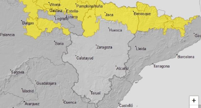 Aviso amarillo por nevadas en Pirineos y Cinco Villas para este miércoles 10 de enero