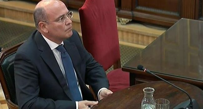 El coronel de la Guardia Civil, Diego Pérez de los Cobos durante su declaración en el Supremo.
