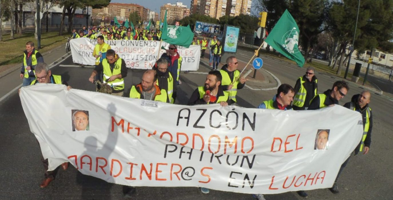 Manifestación de las y los jardineros en el decimoquinto día de huelga.