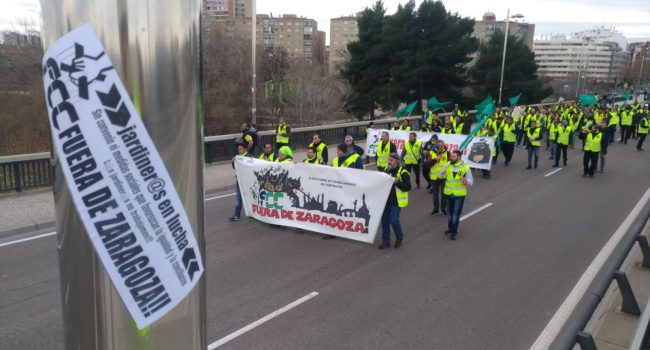 Las y los jardineros durante una de las muchas manifestaciones de la huelga indefinida.