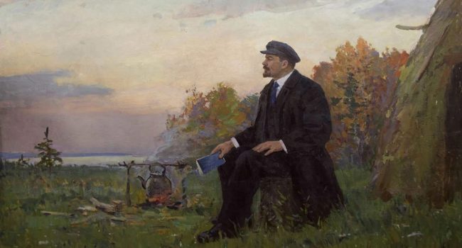 Cuadro de Lenin ilustrando el prólogo de "El cuaderno azul" de Tinta Roja.