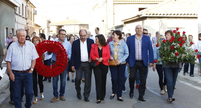 El presidente del Gobierno de Aragón asiste al acto de Memoria Democrática, con el homenaje a los fusilados de Luceni en la Guerra Civil y represaliados del franquismo. Foto: DGA