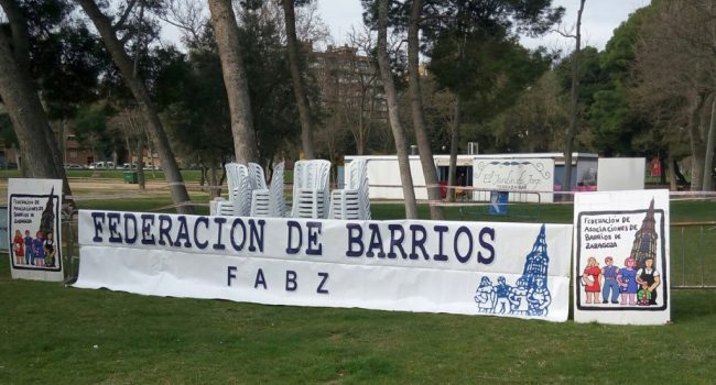 Pancarta de la FABZ en la pasada Cincomarzada. Foto: @barrioszgz