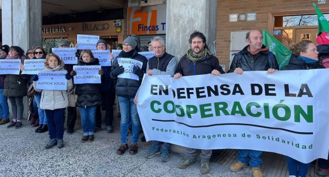 Imagen de archivo de una movilización contra los recortes en cooperación en Aragón | Foto: FAS