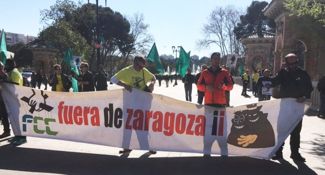 Concentración de las y los jardineros en el Parque Labordeta durante la huelga de 2019.