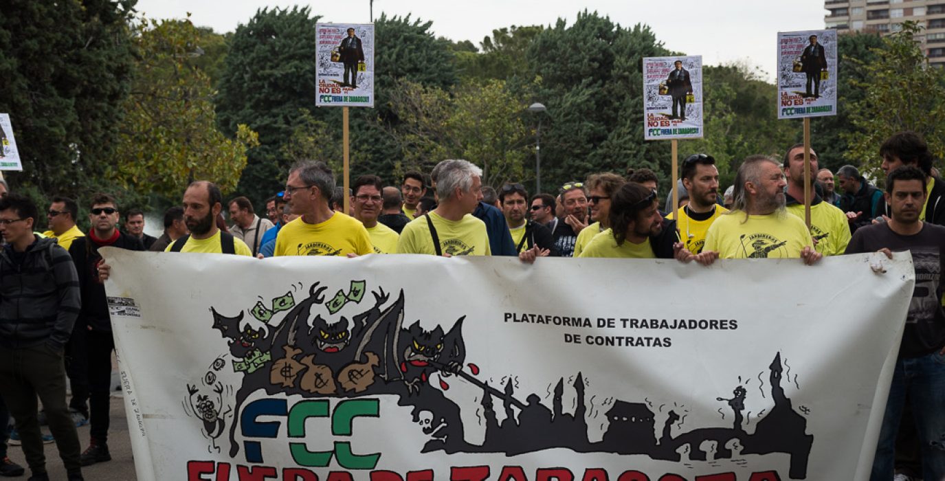 (Archivo) Movilización de la plantilla de FCC parques y jardines de Zaragoza. | Foto: Pablo Ibáñez (AraInfo)