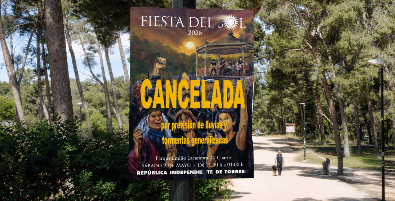 Cartel de la Fiesta del Sol anunciando la cancelación.
