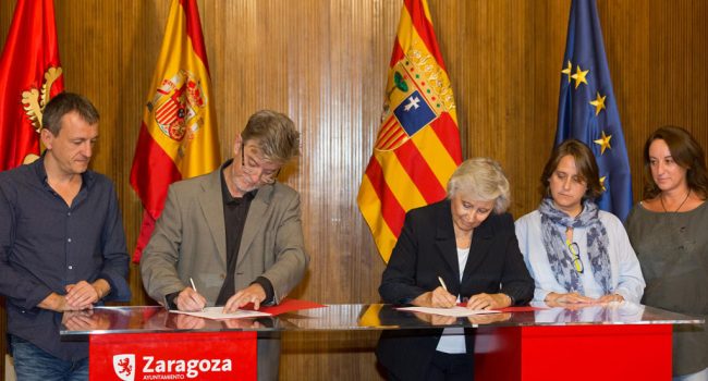 Ayuntamiento y Fundación han firmado un nuevo convenio de colaboración. Foto: Daniel Marcos (Ayuntamiento de Zaragoza)